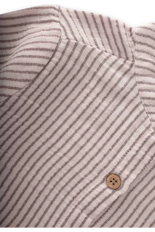 Müslin Gömlek 2-10 Yaş Siyah İnce Çizgili