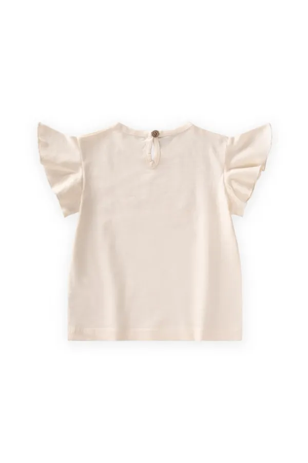 Pullu T-Shirt 1-10 Yaş Ekru