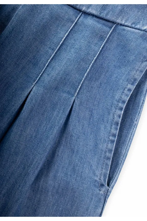 Geniş Paça Kot Pantolon 4-12 Yaş Mavi