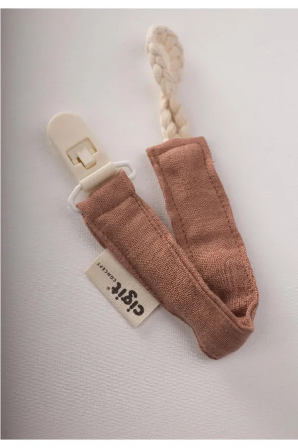 Baby Cotton Pacifier Holder 23 cm Light Brown