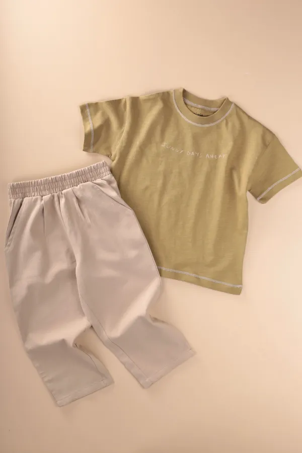 T-shirt and Pants Set, Ages 2-10, Olive