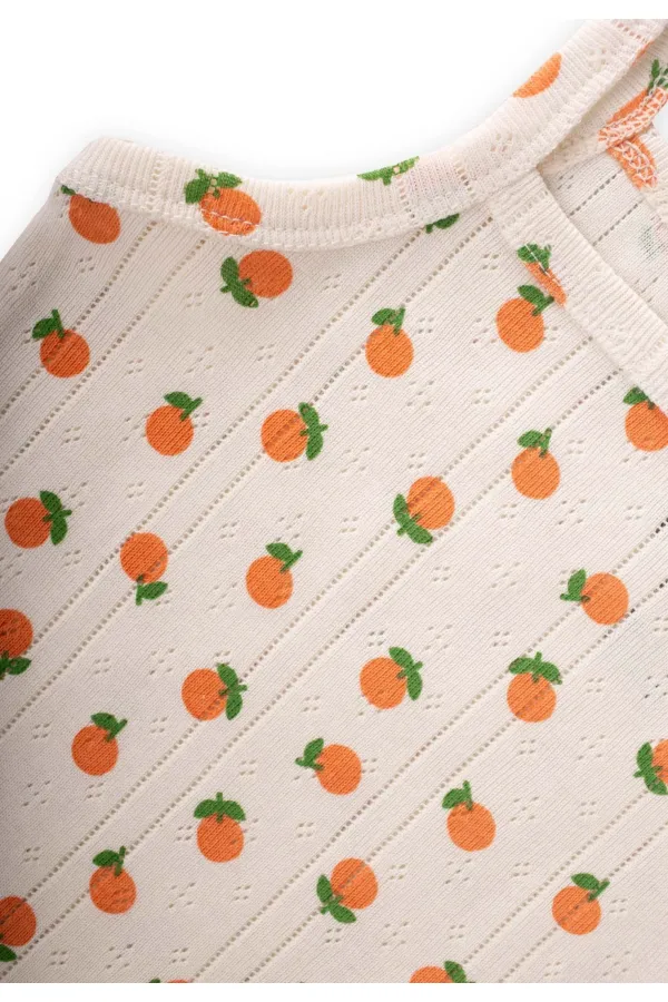 Two-Piece Strappy Girls' Tank Top, Ages 2-11, Orange Pattern