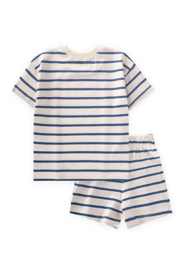 Ensemble short rayé bleu indigo 1-7 ans