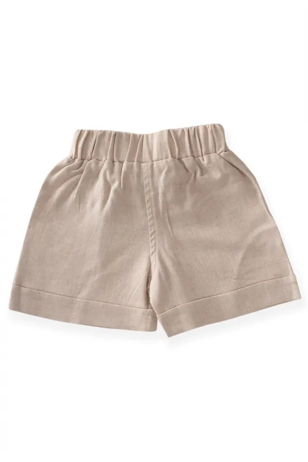 Sarh Keten Şort 2-9 Yaş Naturel