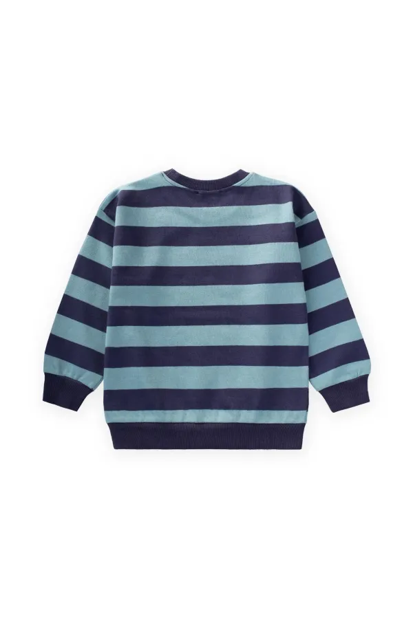 Pull rayé en maille, 2-12 ans, menthe et bleu marine