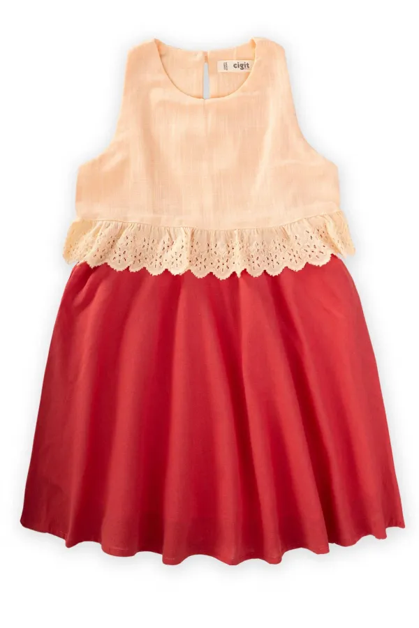 Two-Tone Lace Waist Dress for 2-7 Year Olds
