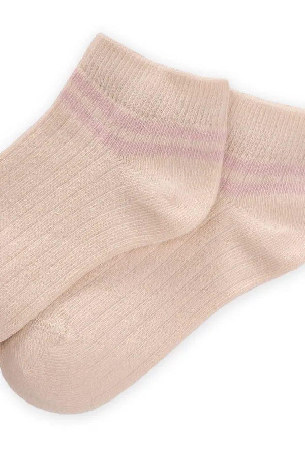 Children's Booties with Striped Ankles, 5-12 Years Old, Powder