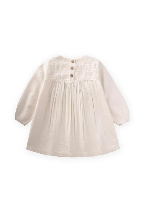 Robe de saison à volants brodés, écru, 1-8 ans