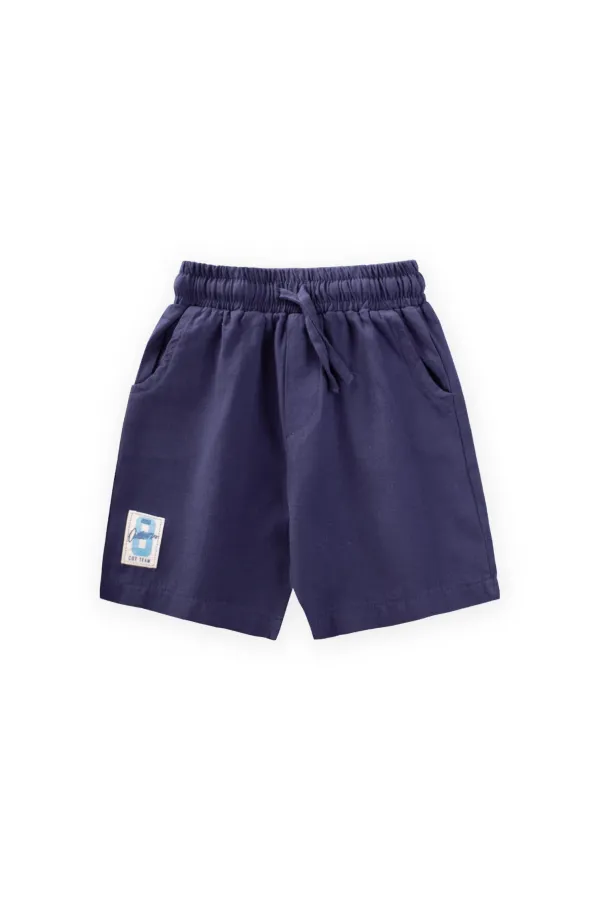 Capri en flanelle bleu marine, étiquette détaillée, 1-7 ans