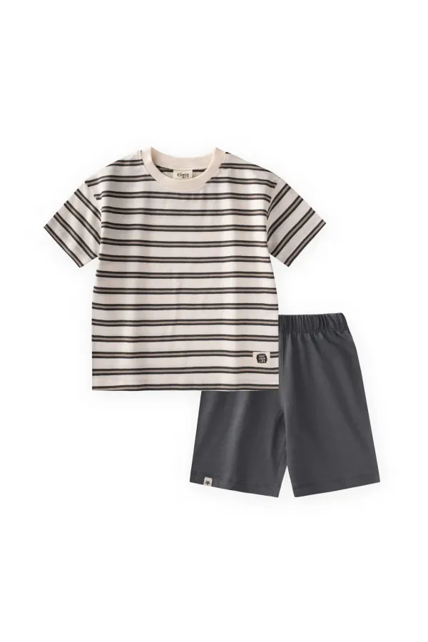 Ensemble Capri basique rayé 1-5 ans Anthracite Vison Rayé Ensemble Capri basique rayé 1-5 ans Anthracite Vison Rayé