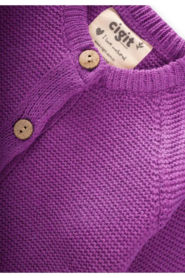 Links Triko Hırka 1-8 Yaş Erguvan