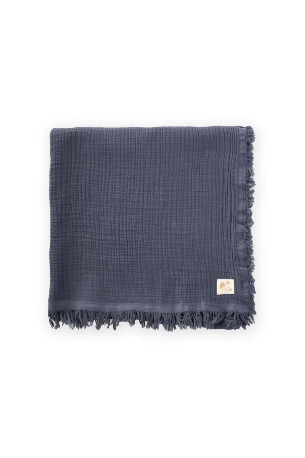 Four Layer Tassel Blanket 80X120 Cm Anthracite