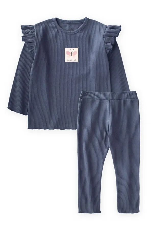 Ensemble de saison pour fille avec étiquette, 1-10 ans, bleu marine