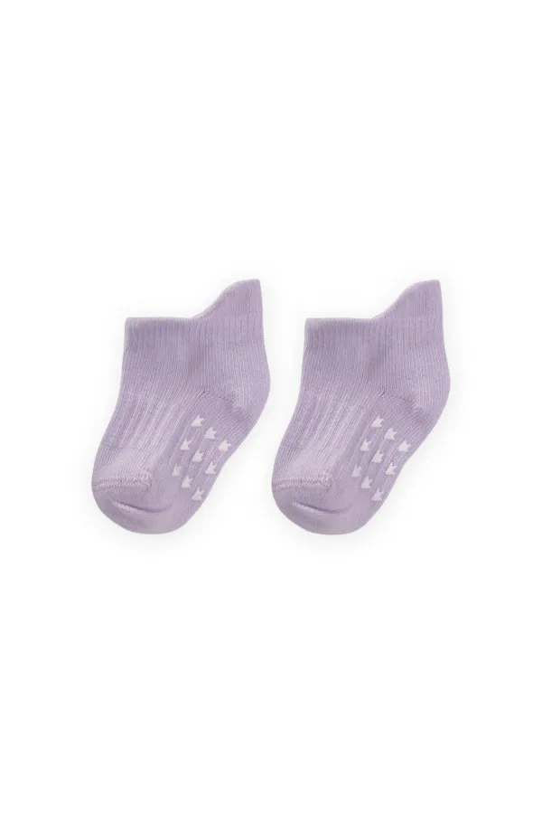 ABS Baskılı Bebe Patik Çorabı 0-4 Yaş Lila