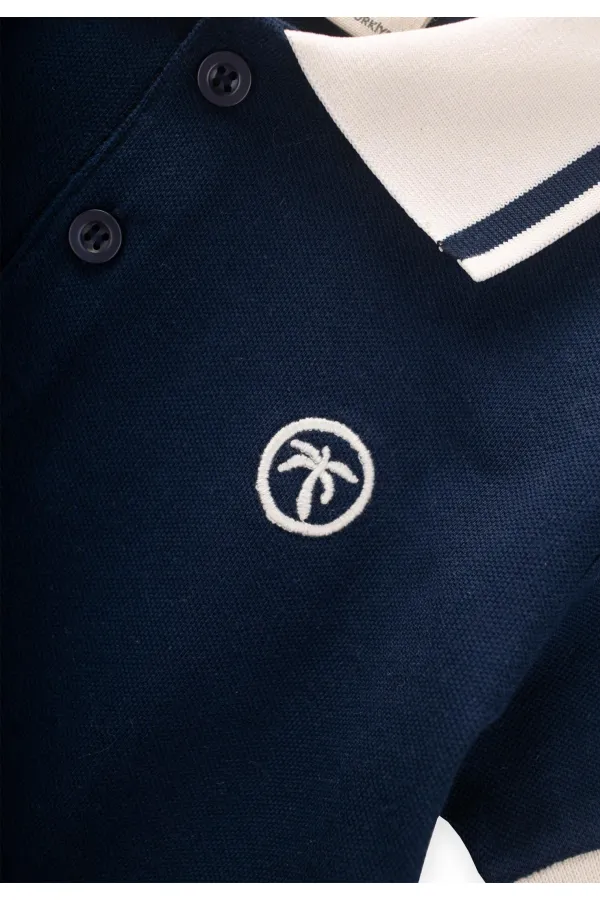 Polo Neck T-Shirt 2-10 Years Old Navy Blue