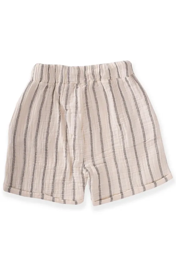 Pantalon Capri en mousseline de coton biologique à jambes doubles, 3-8 ans, rayures doubles