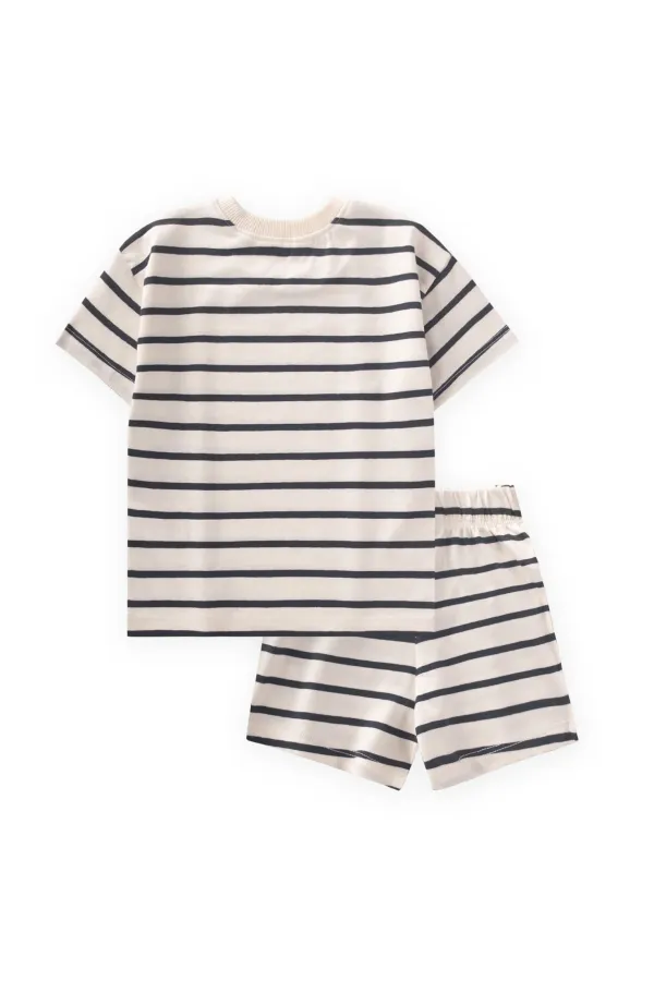 Ensemble short rayé, 1 à 7 ans, noir