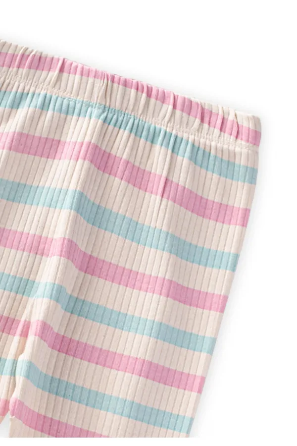 Leggings pour enfants de 2 à 10 ans, rose poudré, rayures bleues
