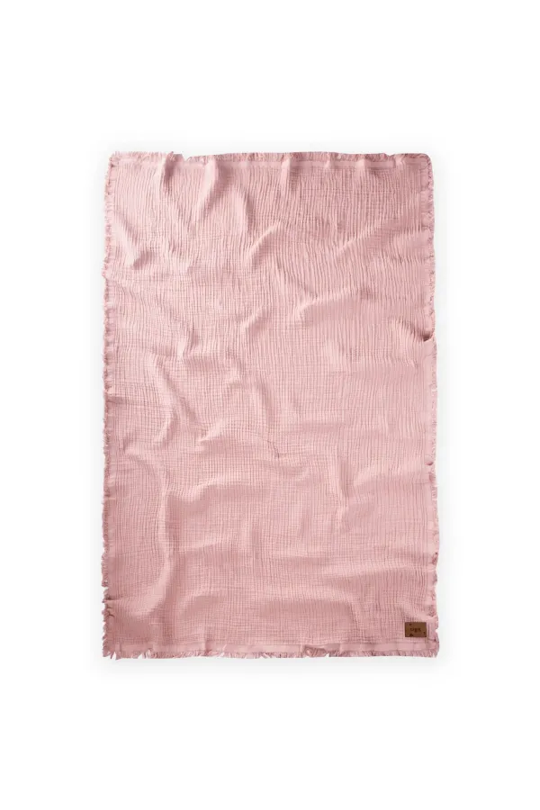 Müslin Dört Kat Yatak Örtüsü 200X220 Cm Pudra Pembe