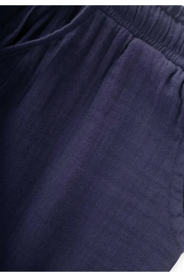 Capri en mousseline biologique bleu marine, 8-12 ans