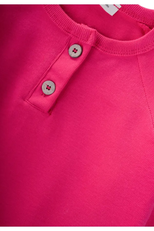 Raglan Sleeve Placket Boys Basic Suit 1-5 Years Fuchsia