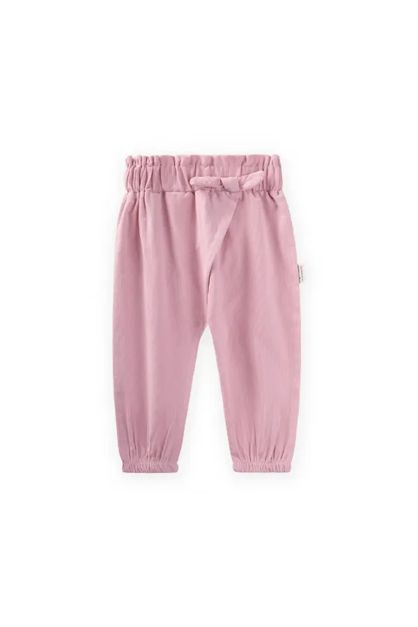 Pantalon harem bébé en velours lilas 0-3 ans