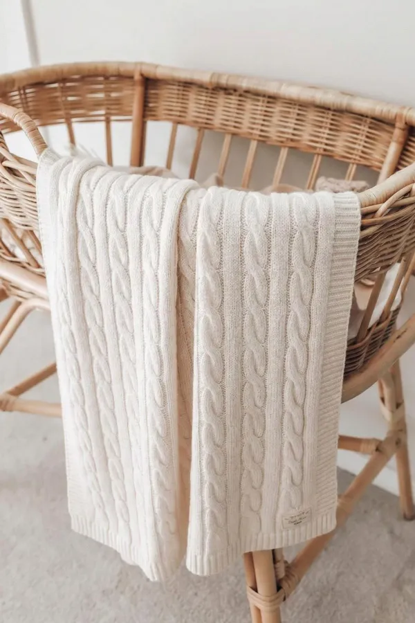 Hair Knitted Knitted Blanket 80X100 Cm (+/- 5 Cm) Natural