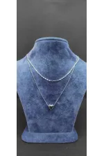 Collier argenté à double chaîne en forme de cœur