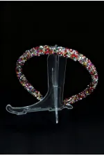 Çok Renkli Taşlı İnce Taç – El Yapımı Özel Tasarım Saç Aksesuarı