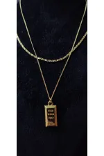 Collier double rang avec barre en or