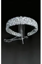 Gümüş Taşlı Geniş Taç – El Yapımı Özel Tasarım Saç Aksesuarı