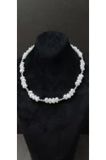 Pearl Detail Minimalist Silver Tone Necklace