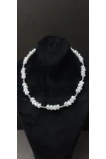 Pearl Detail Minimalist Silver Tone Necklace