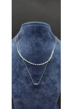 Kalp Figürlü Çift Katmanlı Gümüş Ton Minimal Kolye