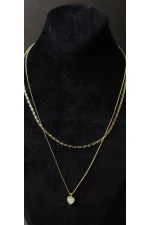 Kalp Figürlü Çift Katmanlı Minimal Kolye