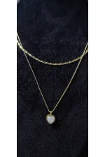 Kalp Figürlü Çift Katmanlı Minimal Kolye