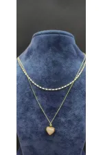 Collier à double rang orné de pierres en forme de cœur et d'un effet doré