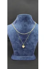 Collier à double rang orné de pierres en forme de cœur et d'un effet doré