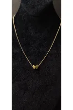Minimalist Gold-Look Necklace with Butterfly Design