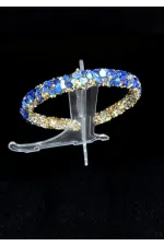 Diadème de cheveux en pierre bleue et dorée – Pince à cheveux élégante faite main avec détails en cristal