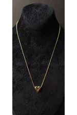 Minimalist Gold-Look Necklace with Shiny Heart Design