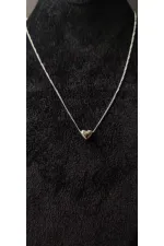 Shiny Heart Shaped Minimalist Silver Tone Necklace