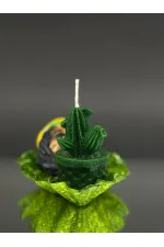 Decorative Candle with Potted Cactus Figurine