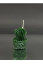 Decorative Candle with Potted Cactus Figurine