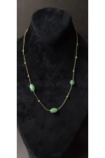 Minimalist Necklace with Green Stone Detail