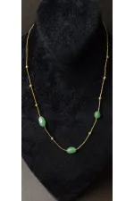 Minimalist Necklace with Green Stone Detail