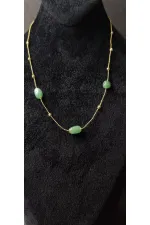 Minimalist Necklace with Green Stone Detail