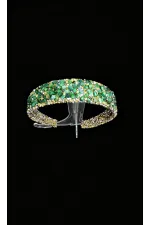 Grande couronne ornée de pierres vertes – Création artisanale sur mesure dans des tons dorés