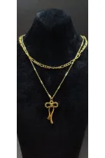 Çift Zincirli Fiyonk Figürlü Kadın Kolye