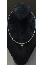 Kaplumbağa Figür Detaylı Boncuklu Kadın Kolye - Gri